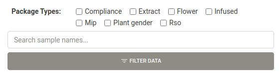 Sample filters on the data page