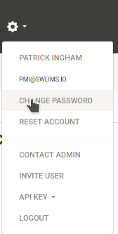 Account settings dropdown menu